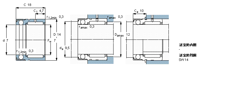 SKF 组合式滚针轴承, 滚针/满球推力球轴承NX7ZTN样本图片