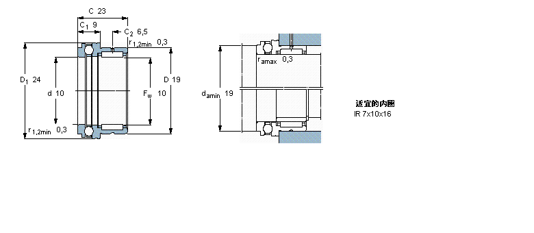 SKF 组合式滚针轴承, 滚针/推力球轴承NKX10TN样本图片