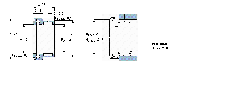 SKF 组合式滚针轴承, 滚针/推力球轴承NKX12Z样本图片