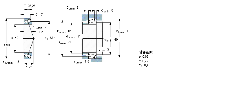 SKF 圆锥滚子轴承, 单列, 公制轴承31308J2/QCL7C样本图片