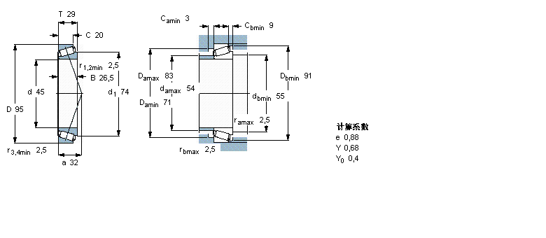 SKF 圆锥滚子轴承, 单列, 公制轴承T7FC045/HN3QCL7C样本图片