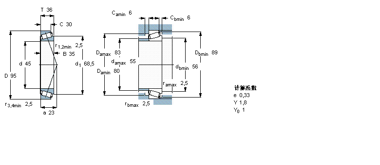 SKF 圆锥滚子轴承, 单列, 公制轴承T2ED045样本图片