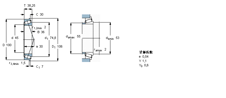 SKF 圆锥滚子轴承, 单列, 公制轴承, 外圈有挡边32309BRJ2/QCL7C样本图片