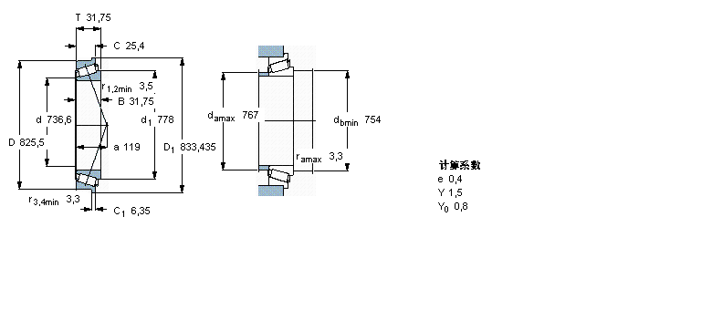 SKF 圆锥滚子轴承, 单列, 英制轴承, 外圈有挡边LL582949/910B/HA1样本图片