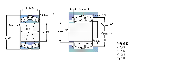 SKF 圆锥滚子轴承, 单列，面对面配对30210J2/QDF样本图片