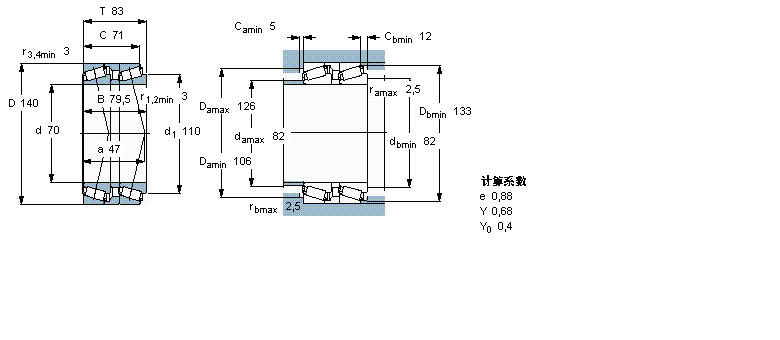 SKF 圆锥滚子轴承, 单列，前后配对T7FC070T83/QCL7CDTC10样本图片