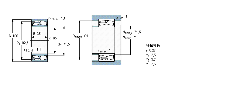 SKF 球面滚子轴承, 圆柱和圆锥孔, 圆柱型内孔, 两面密封件24013-2CS5W/VT143样本图片
