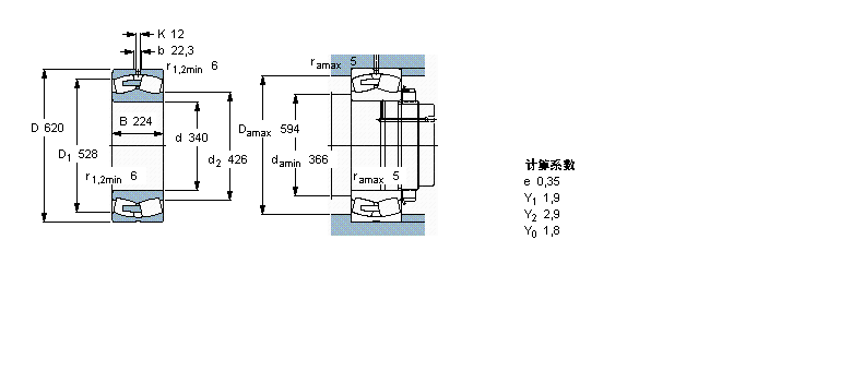 SKF 球面滚子轴承, 圆柱和圆锥孔, 圆柱型内孔, 无密封件23268CA/W33样本图片