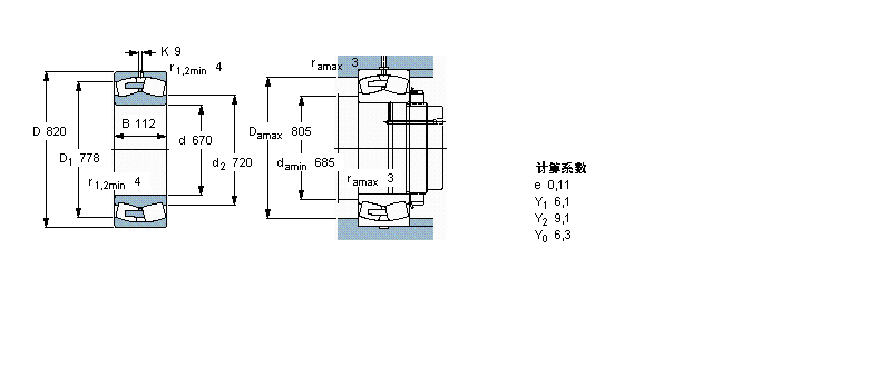 SKF 球面滚子轴承, 圆柱和圆锥孔, 圆柱型内孔, 无密封件238/670CAMA/W20样本图片