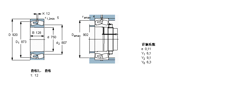 SKF 球面滚子轴承, 圆柱和圆锥孔, 圆锥型内孔, 无密封件238/750CAKMA/W20样本图片