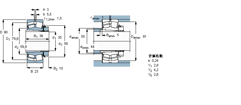 SKF 球面滚子轴承, 带紧定套的21308EK+H308样本图片