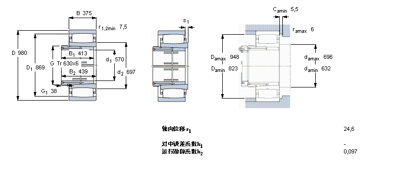 SKF CARB圆环滚子轴承, 带退卸套的, 与保持架C41/600K30MB+AOHX241/600样本图片
