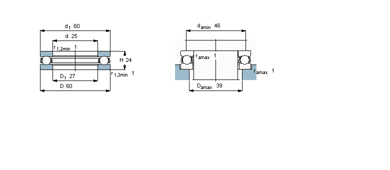 SKF 推力球轴承, 单向51405样本图片