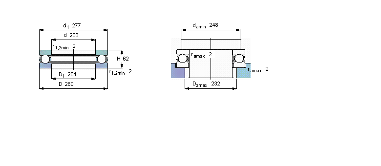 SKF 推力球轴承, 单向51240M样本图片