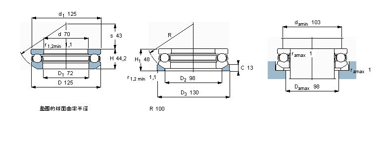 SKF 推力球轴承, 单向，带球面轴承座垫圈53314样本图片