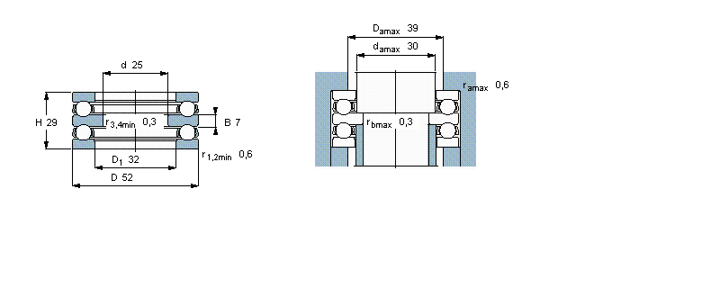 SKF 推力球轴承, 双向52206样本图片