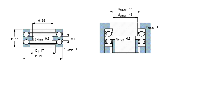 SKF 推力球轴承, 双向52209样本图片