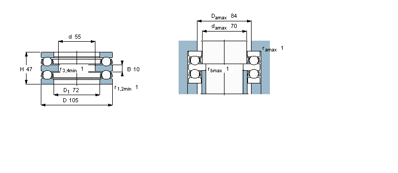 SKF 推力球轴承, 双向52214样本图片