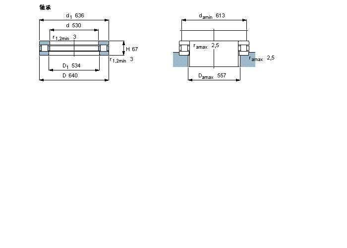 SKF 圆柱滚子推力轴承, 轴承 / 圆柱滚子和保持架止推组件891/530M样本图片