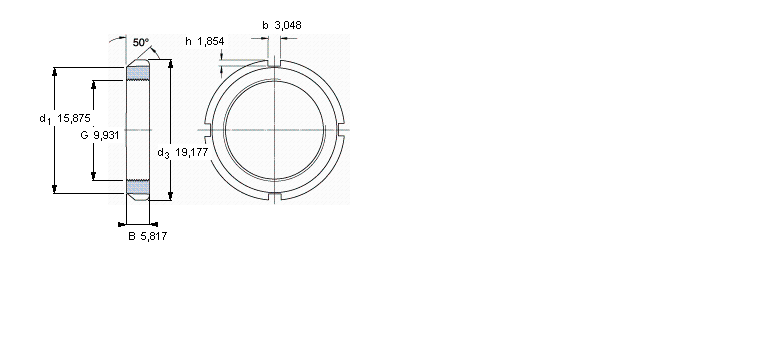 SKF N和AN锁定螺母, 英制尺寸N00样本图片