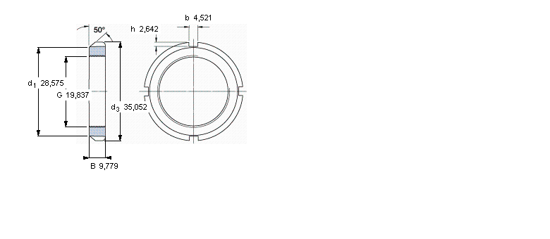 SKF N和AN锁定螺母, 英制尺寸N04样本图片
