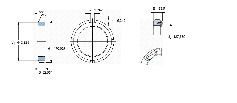 SKF N和AN锁定螺母, 英制尺寸N080样本图片