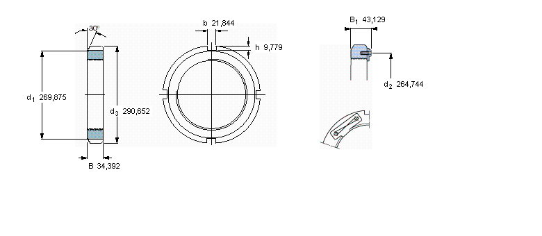 SKF N和AN锁定螺母, 英制尺寸N048样本图片