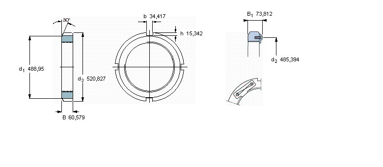 SKF N和AN锁定螺母, 英制尺寸N088样本图片