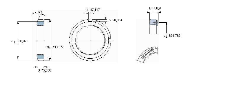 SKF N和AN锁定螺母, 英制尺寸N630样本图片