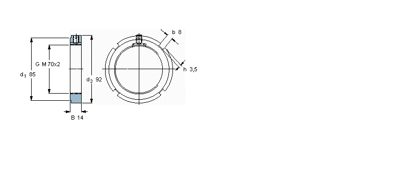 SKF 带锁紧装置的KMK锁紧定螺母KMK14样本图片