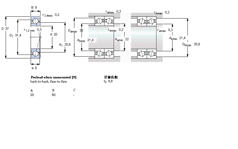 SKF 角接触球轴承, 精密, CE, contact angle 15°71904CE/P4A样本图片