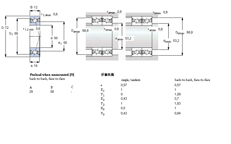 SKF 角接触球轴承, 精密, SC .. FB, sealed, contact angle 18°, hybridSC71910FB/P7样本图片