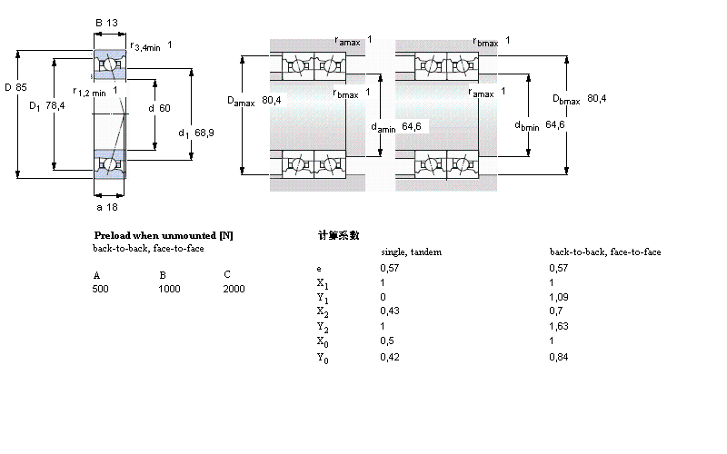 SKF 角接触球轴承, 精密, FB, contact angle 18°71912FB/P7样本图片