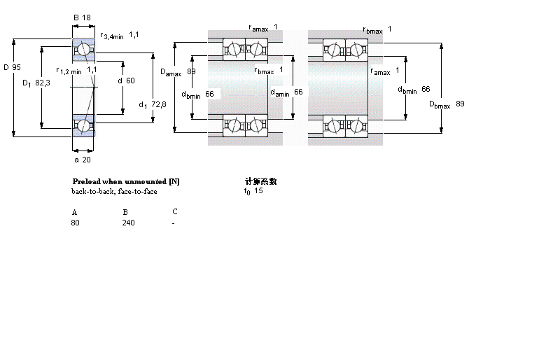 SKF 角接触球轴承, 精密, CE, contact angle 15°7012CE/P4A样本图片