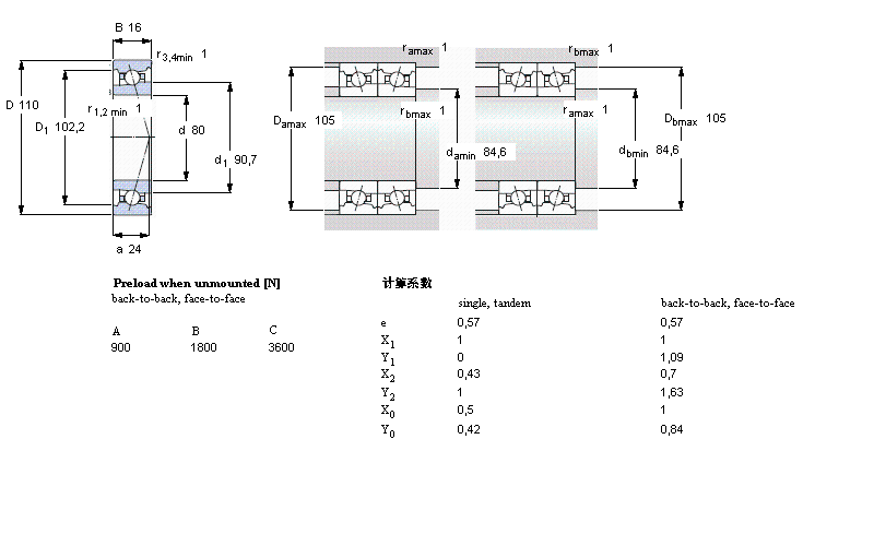 SKF 角接触球轴承, 精密, FB, contact angle 18°71916FB/P7样本图片