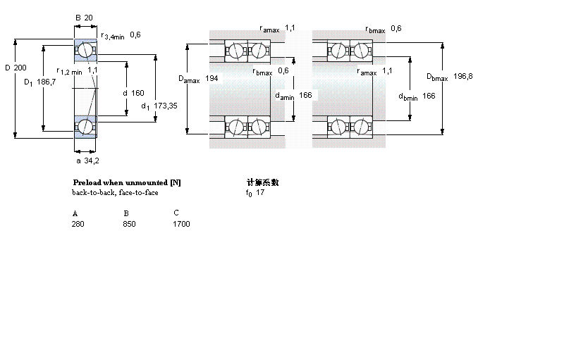 SKF 角接触球轴承, 精密, CD, contact angle 15°, super-precision71832CD/P4A样本图片
