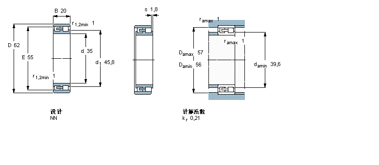 SKF 圆柱滚子轴承,双列, 精密, NN 设计NN3007/SP样本图片