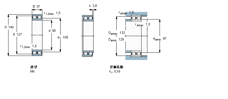 SKF 圆柱滚子轴承,双列, 精密, NN 设计NN3018TN9/SP样本图片
