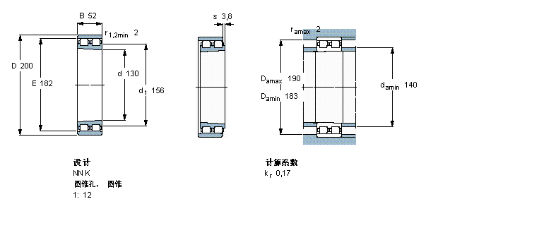 SKF 圆柱滚子轴承,双列, 精密, NN 设计, 圆锥型内孔NN3026KTN9/SP样本图片