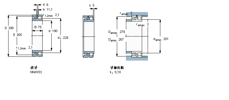 SKF 圆柱滚子轴承,双列, 精密, NN 设计NN3038/SPW33样本图片