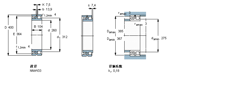 SKF 圆柱滚子轴承,双列, 精密, NN 设计NN3052/SPW33样本图片