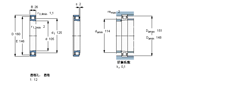 SKF 圆柱滚子轴承,单列, 精密, 陶瓷混合轴承, PEEKN1021KTNHA/HC5SP样本图片