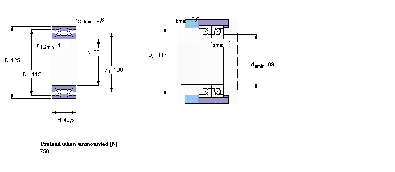 SKF 双向, 精密,高精度轴承, BTM .. A design, 30°, preload BBTM80A/P4CDBB样本图片