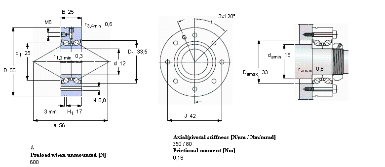 SKF 角接触推力球轴承 for screw drives, double direction, for bolt mountingBEAM012055-2RS样本图片