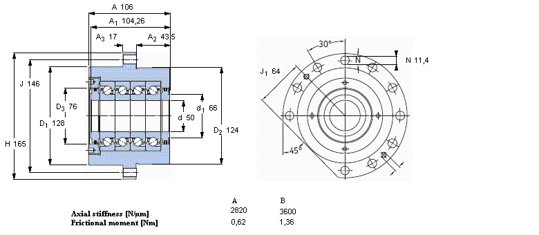 SKF 角接触推力球轴承 for screw drives, cartridge units with flanged housingFBSA210/QBC样本图片