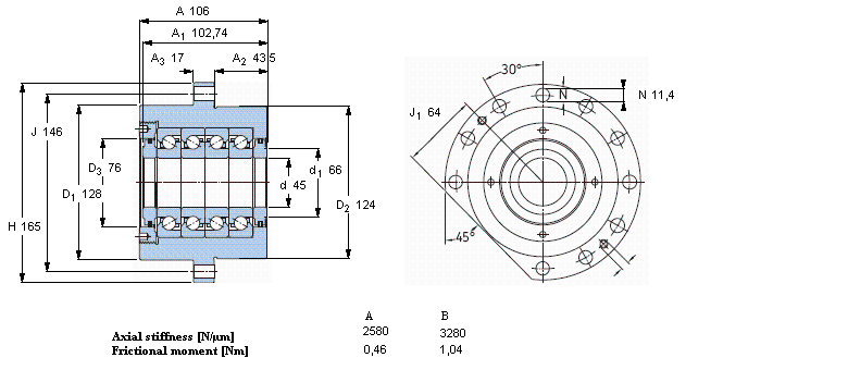 SKF 角接触推力球轴承 for screw drives, cartridge units with flanged housingFBSA209/QFC样本图片