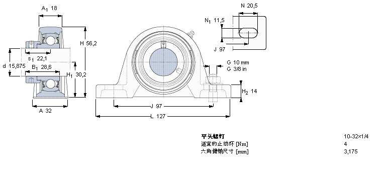 SKF Y-型立式轴承座单元, 铸造轴承座，偏心锁紧定轴环, 英制轴承SY5/8FM样本图片