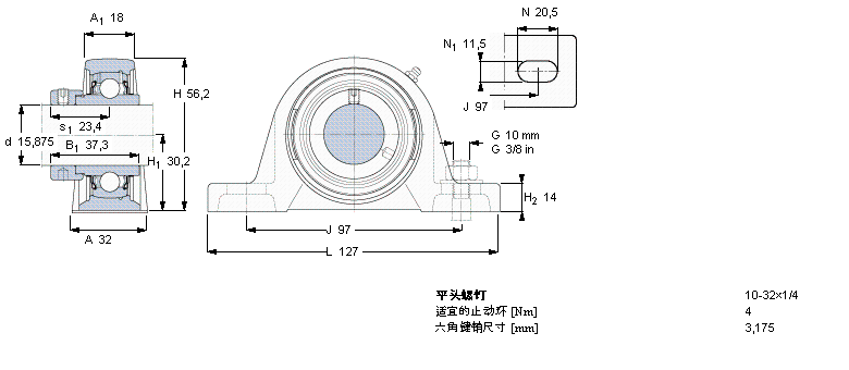 SKF Y-型立式轴承座单元, 铸造轴承座，偏心锁紧定轴环, 英制轴承SY5/8WF样本图片