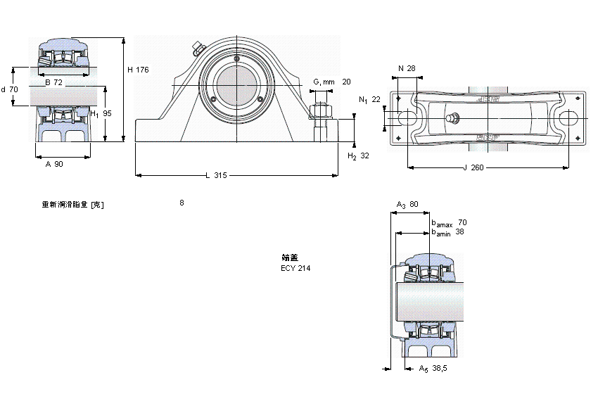 SKF 滚子轴承立式轴承座单元, SKF ConCentra, locating units, general conditions (double-lip seals)SYNT70F样本图片