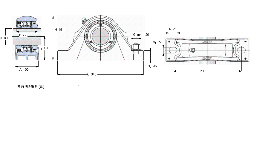 SKF 滚子轴承立式轴承座单元, SKF ConCentra, locating units, labyrinth sealsSYNT80FTS样本图片